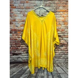 ESY studio EY yellow bling cover up kimono mumu dress women's one size